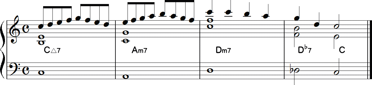 D♭7のドミナントモーション4小節