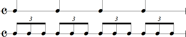 4分音符と1拍3連符の小節