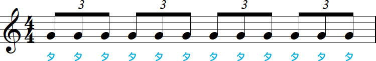 1拍3連符の小節