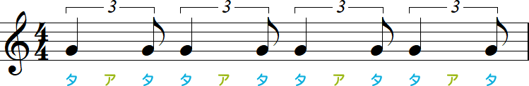 5を清書した音符の小節