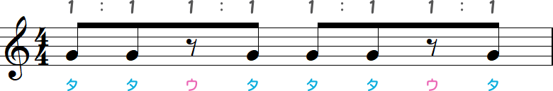 8分音符と8分休符の小節